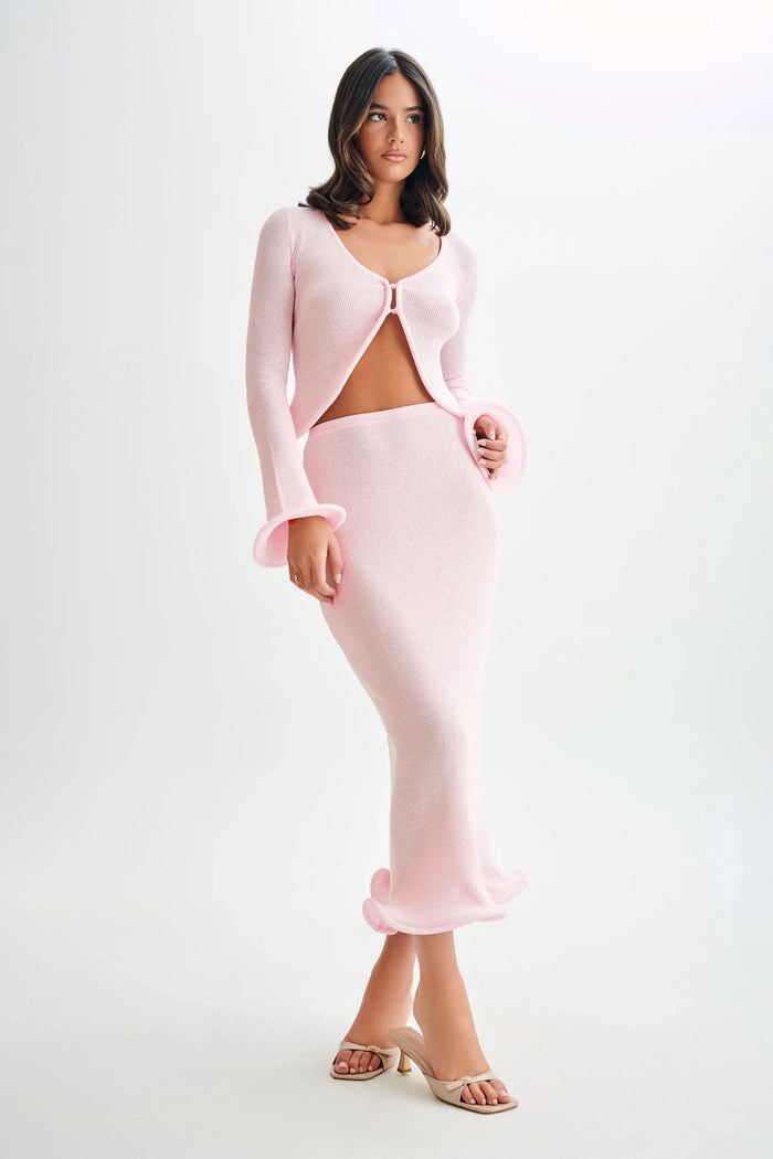 Longsleeve Open Top and Maxi Skirt Knit Set