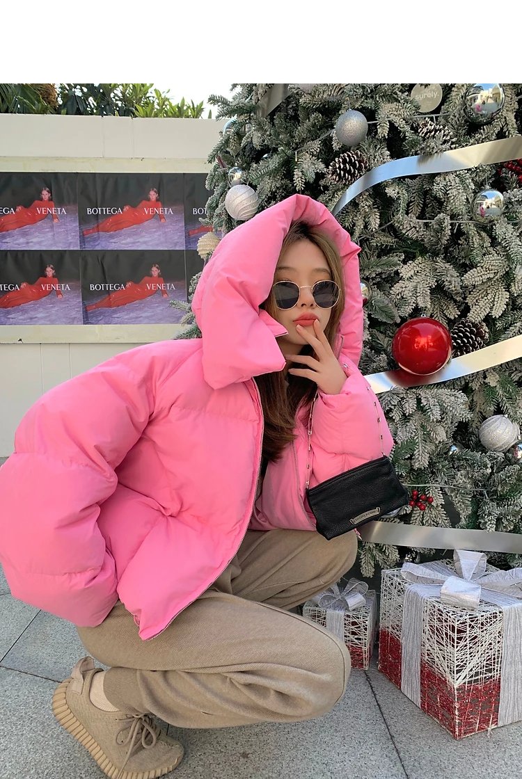 Pink Puffer Jacket with Hood