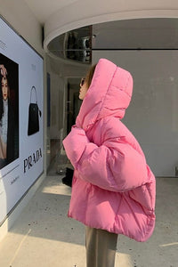 Pink Puffer Jacket with Hood