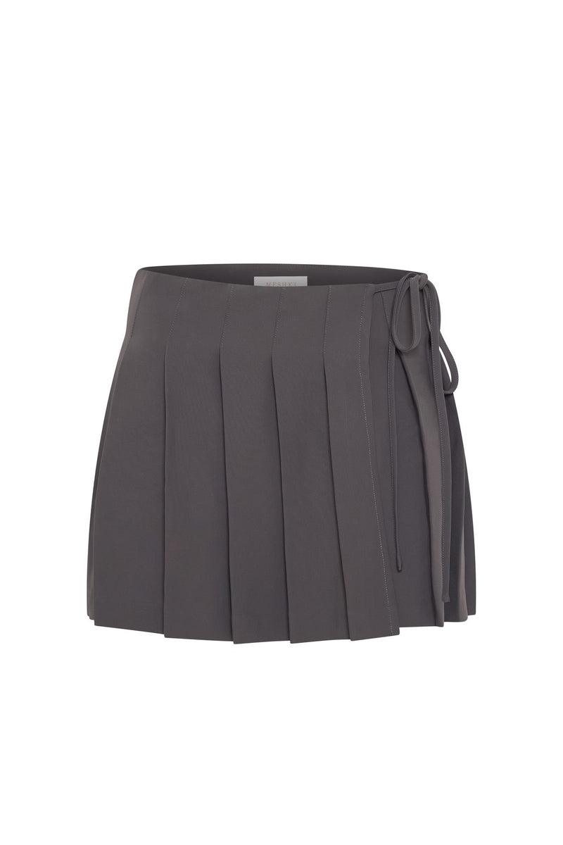 Black Pleated Skirt With Bow Detail