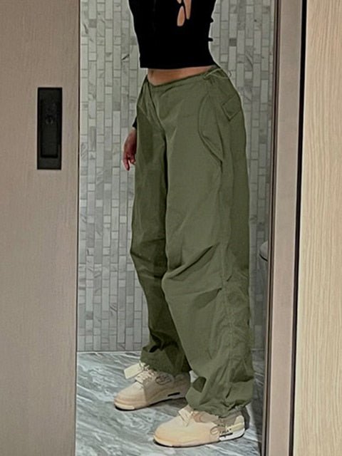 Agnes Orinda Women's Plus Size Drawstring Elastic Waist Cargo Pants With  Pockets Army Green 2x : Target